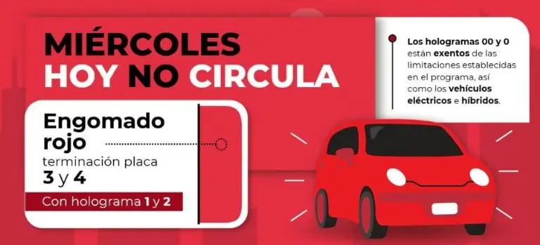 El programa Hoy No Circula prohíbe a los autos con engomado rojo circular en el Valle de México, hoy miércoles 6 de marzo del 2024 Créditos: CAME