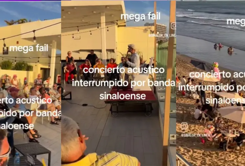 El concierto ac&uacute;stico que se vio abruptamente interrumpido por una banda fue realizado en una playa de Mazatl&aacute;n, Sinaloa.