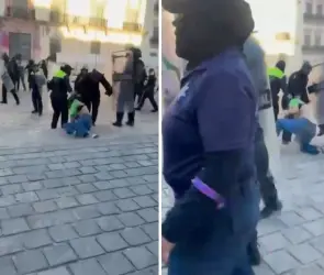 El video del momento exacto en el que policías de Zacatecas arrastran a mujer en marcha del 8M