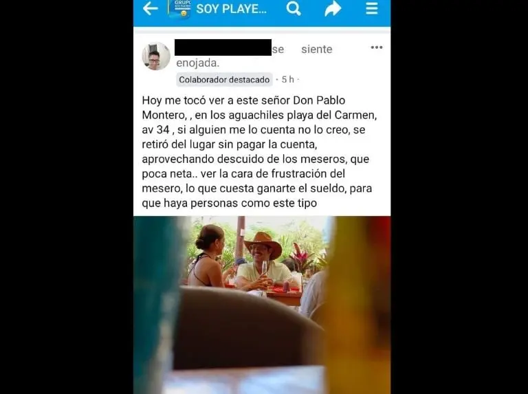 Acusan a Pablo Montero de no pagar la cuenta (Facebook)