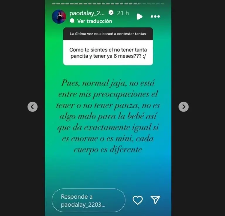 Paola Dalay habla de su embarazo (Instagram)