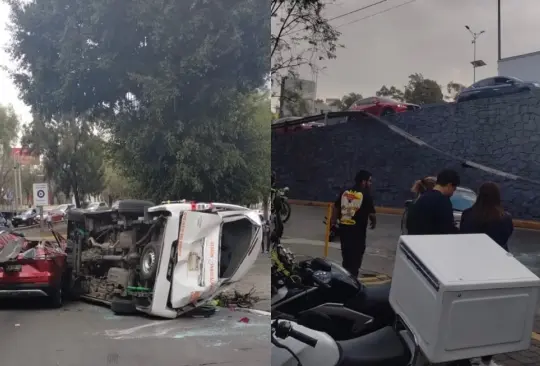 Periférico Norte CDMX: El momento exacto en que combi cae de puente vehicular y aplasta camioneta familiar