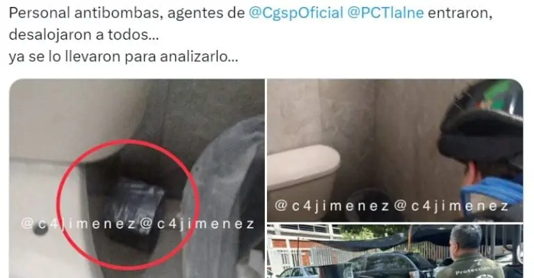 Así encontraron la supuesta bomba. Foto: X (@c4jimenez).