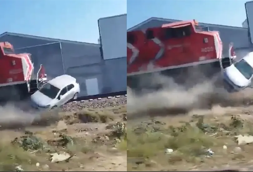 Momento exacto en que una mujer desafía al tren en Zapopan y es arrastrada varios metros | VIDEO Momento exacto en que una mujer desafía al tren en Zapopan y es arrastrada varios metros | VIDEO