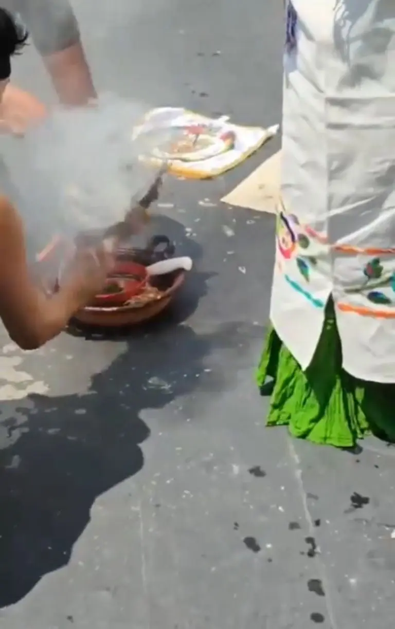 Sacrifican gallina en el Senado - Tomada de video