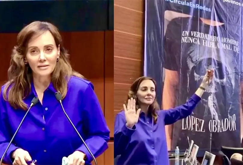 Alto al demonio: Lilly T&eacute;llez combate playera de la Santa Muerte de AMLO con un rosario