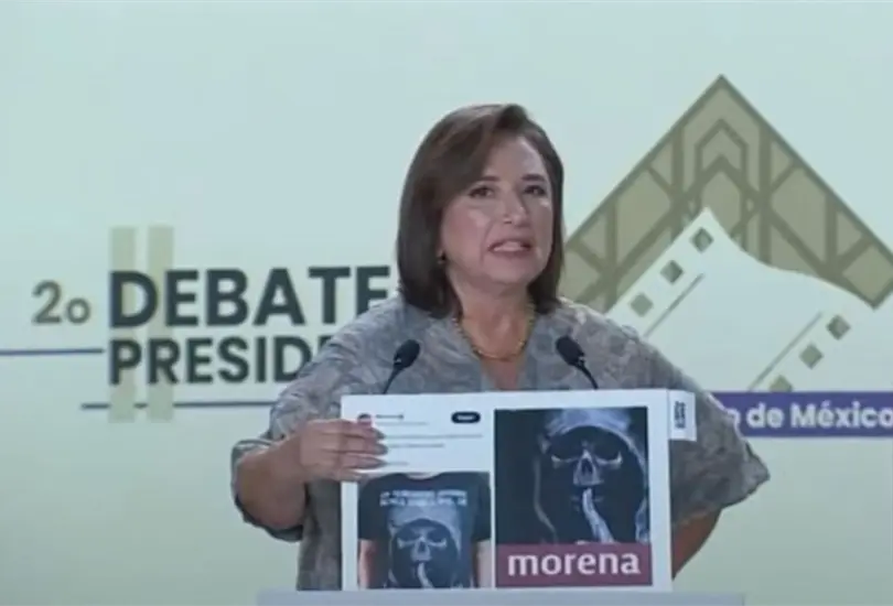 X&oacute;chitl G&aacute;lvez denuncia a Morena en el Segundo Debate Presidencial: se ha convertido en un narcopartido