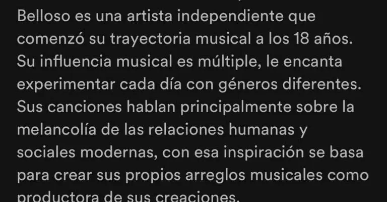 Su perfil de Spotify se encuentra en aumento, siendo su canción