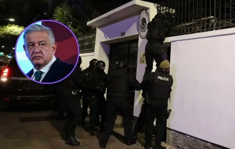 Integrantes de la Polic&iacute;a ecuatoriana irrumpen en la Embajada de M&eacute;xico para detener al ex vicepresidente Jorge Glas.