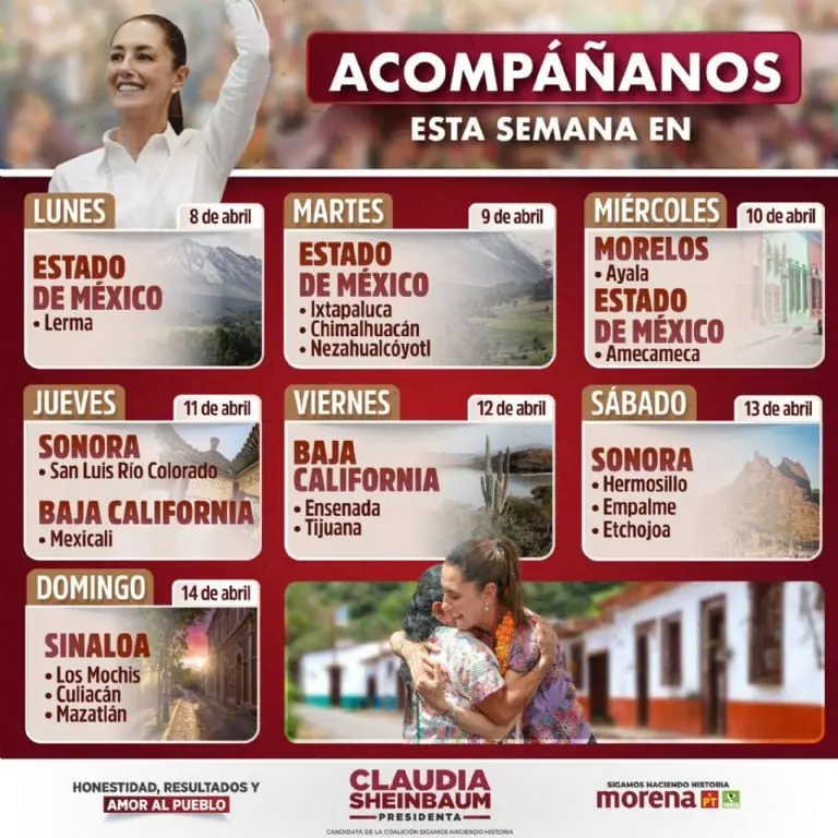 Infografia de actividades a realizar a partir del lunes 8 de abrilFoto: X @Claudiashein