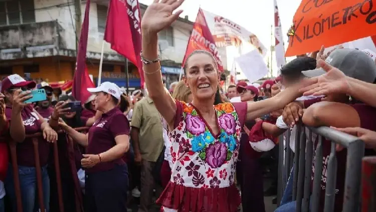 Claudia Sheinbaum, candidata presidencial de Morena-PVEM-PT, encabez&oacute; un mitin en Cosamaloapan, Veracruz