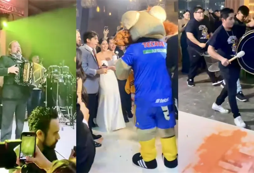 La boda del a&ntilde;o: fiesta en Monterrey se viraliza por invitar a Grupo Pesado y la botarga de Tigres | VIDEO