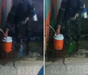 Exhiben en video a vendedor de café rellenando termo con agua de la llave