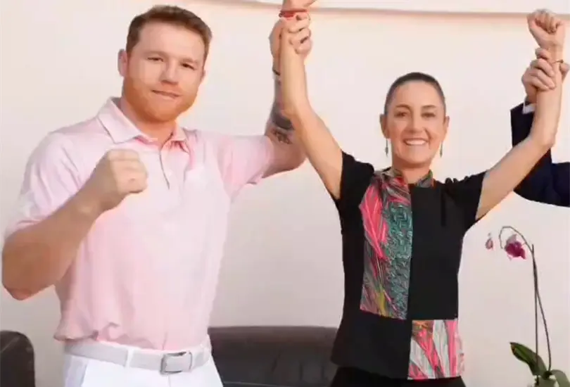 Claudia Sheinbaum tuvo la gran visita del campe&oacute;n boxeador Sa&uacute;l Canelo &Aacute;lvarez.