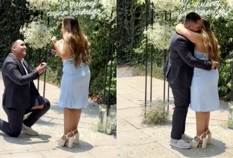 "Que rom&aacute;ntico": Hombre rompe sus pantalones en plena pedida de matrimonio | VIDEO