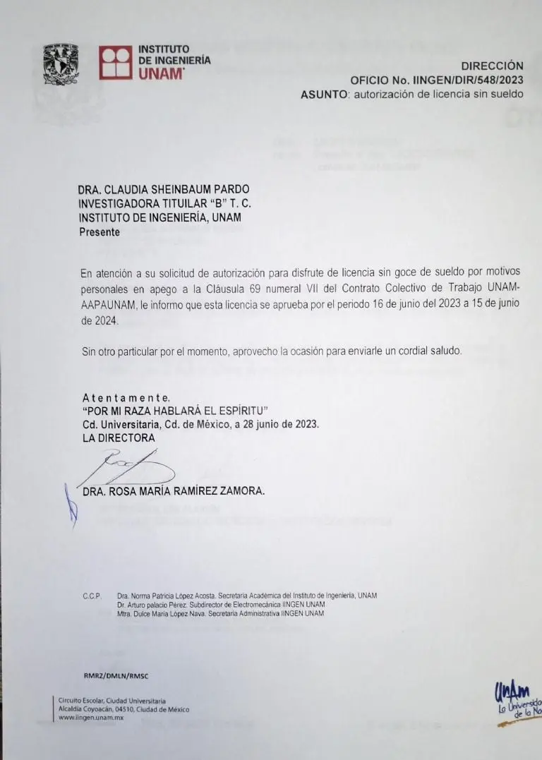 Sheinbaum desmiente recibir sueldo de la UNAM - Especial