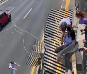 El momento exacto en que una mujer es lesionada por un conductor mientras protestaba en Naucalpan