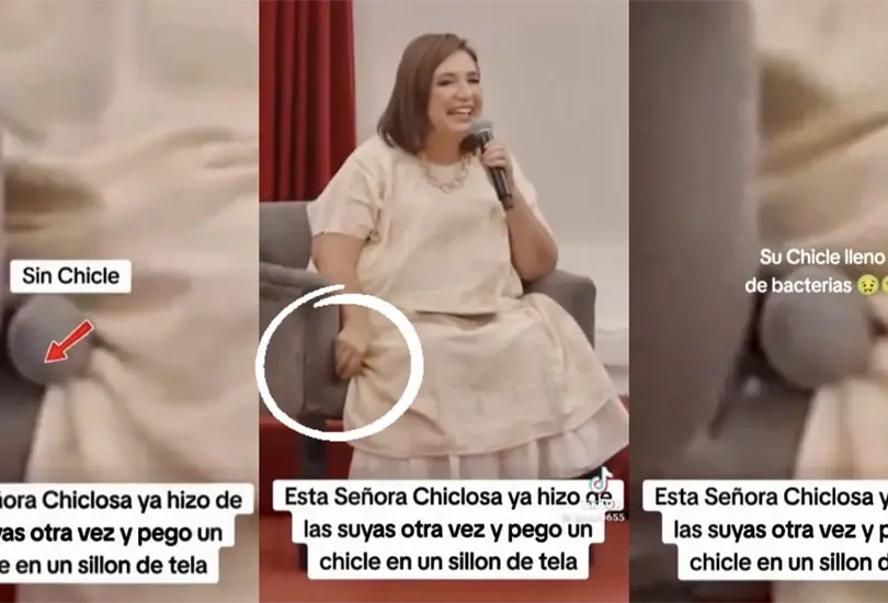 ¡Otra vez! Xóchitl Gálvez fue captada pegando su chicle durante reunión con intelectuales ¡Otra vez! Xóchitl Gálvez fue captada pegando su chicle durante reunión con intelectuales