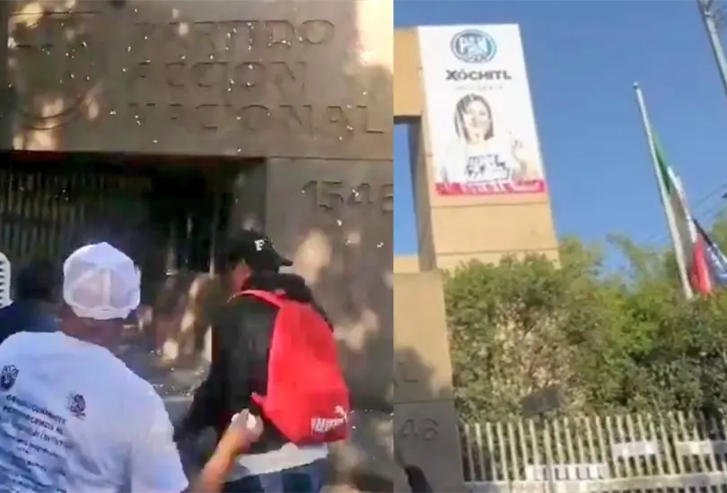 Ex trabajadores de la SME arrojan huevos y queman camisetas en la sede del PAN Ex trabajadores de la SME arrojan huevos y queman camisetas en la sede del PAN
