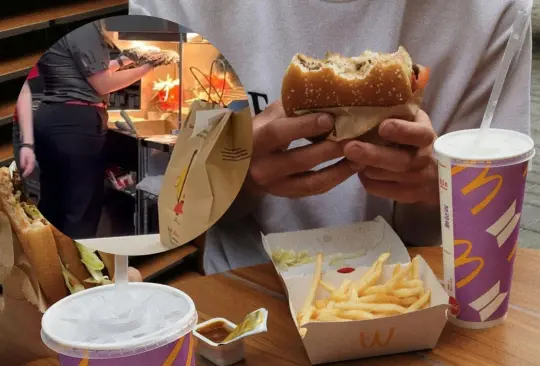 Captan a empleada de McDonalds secando trapeador sucio en estación de papas fritas