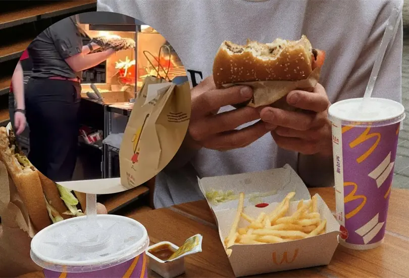 Captan a empleada de McDonalds secando trapeador sucio en estaci&oacute;n de papas fritas