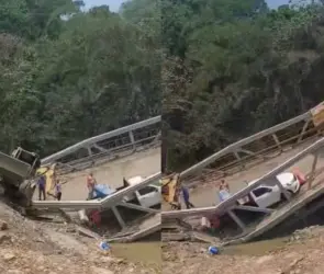 Accidente en la Huasteca Potosina: colapsa puente vehicular en construcción; hay varios heridos