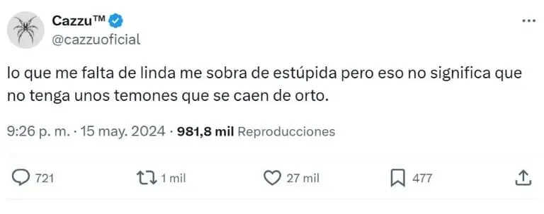 Mensaje de Cazzu (X)