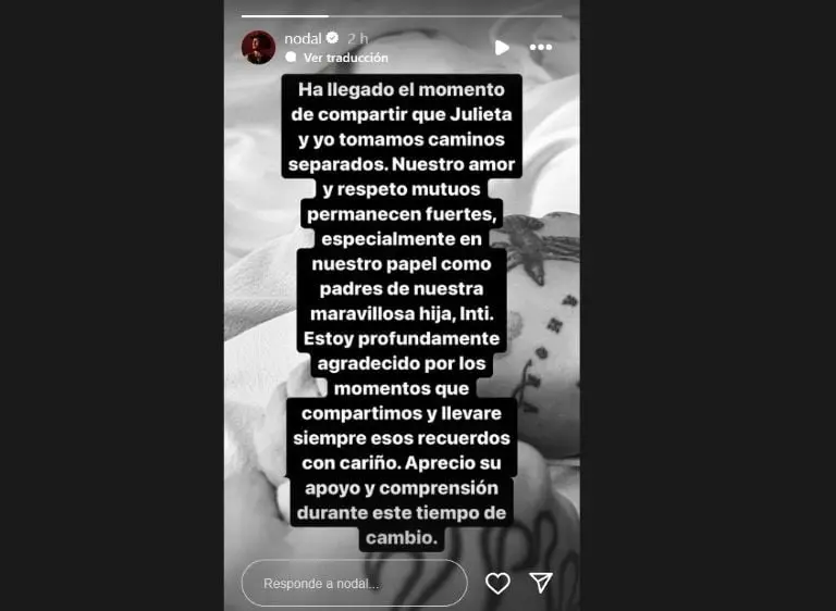 Nodal anuncia su separación de Cazzu (Instagram)