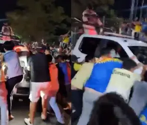 Aficionados del América sacuden patrulla de la Guardia Nacional durante celebración del bicampeonato