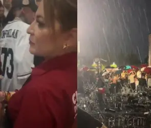 Claudia Delgadillo realiza fiesta VIP con Santa Fe Klan y Gabito Ballesteros; simpatizantes enfurecidos arman destrozos en cierre de campaña