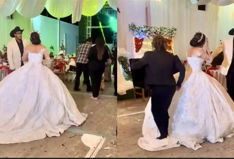 &iquest;T&iacute;a envidiosa? Mujer pisotea el vestido de la novia en pleno baile y se vuelve viral | VIDEO