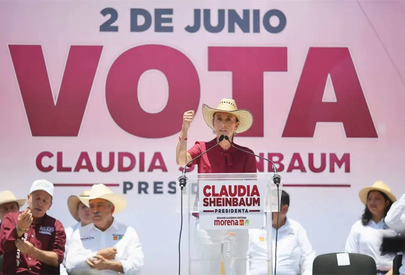 Claudia Sheinbaum encabez&oacute; un un mitin con simpatizantes en la entidad