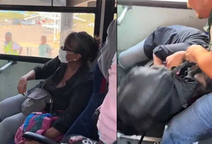Mujer impide que hombre con bast&oacute;n se siente a su lado en transporte p&uacute;blico