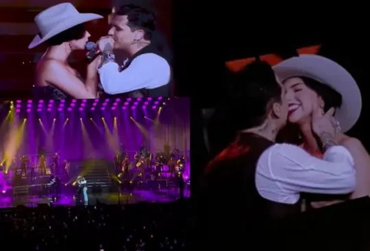 Ángela Aguilar y Christian Nodal se besan en concierto en el Auditorio Nacional 