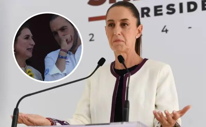  As&iacute; reaccion&oacute; Sheinbaum al &acute;gritoneo&acute; de Marko Cort&eacute;s a X&oacute;chitl G&aacute;lvez por felicitarla