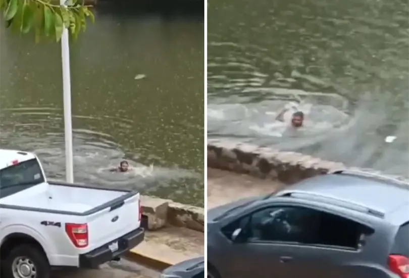El hombre fue captado al interior de la laguna. El hombre fue captado al interior de la laguna.