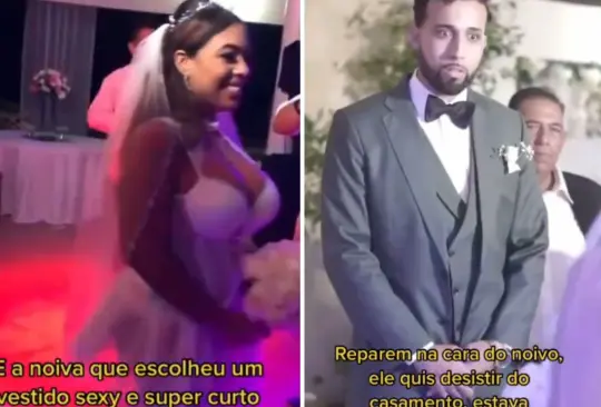 Novia sorprende a novio con minivestido y reacción se hace viral. 