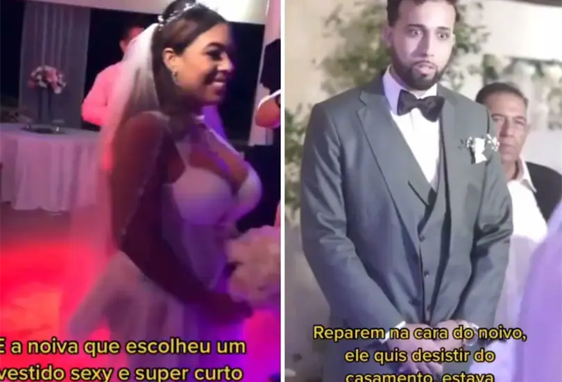 Novia sorprende a novio con minivestido y reacci&oacute;n se hace viral. 