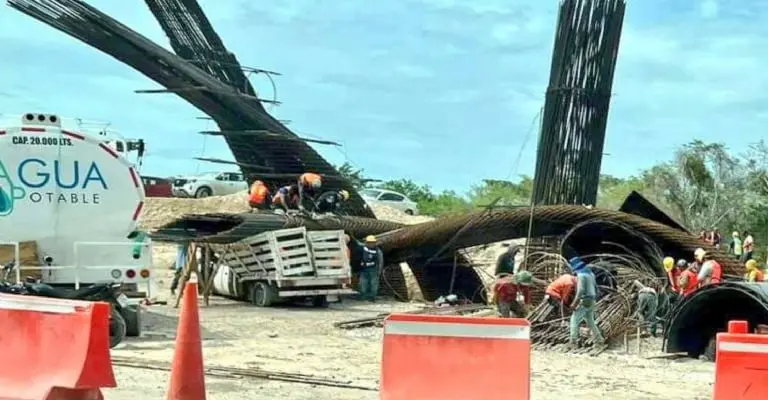 Difunden video del colapso del Tren Maya en Chetumal. Foto: Redes sociales.