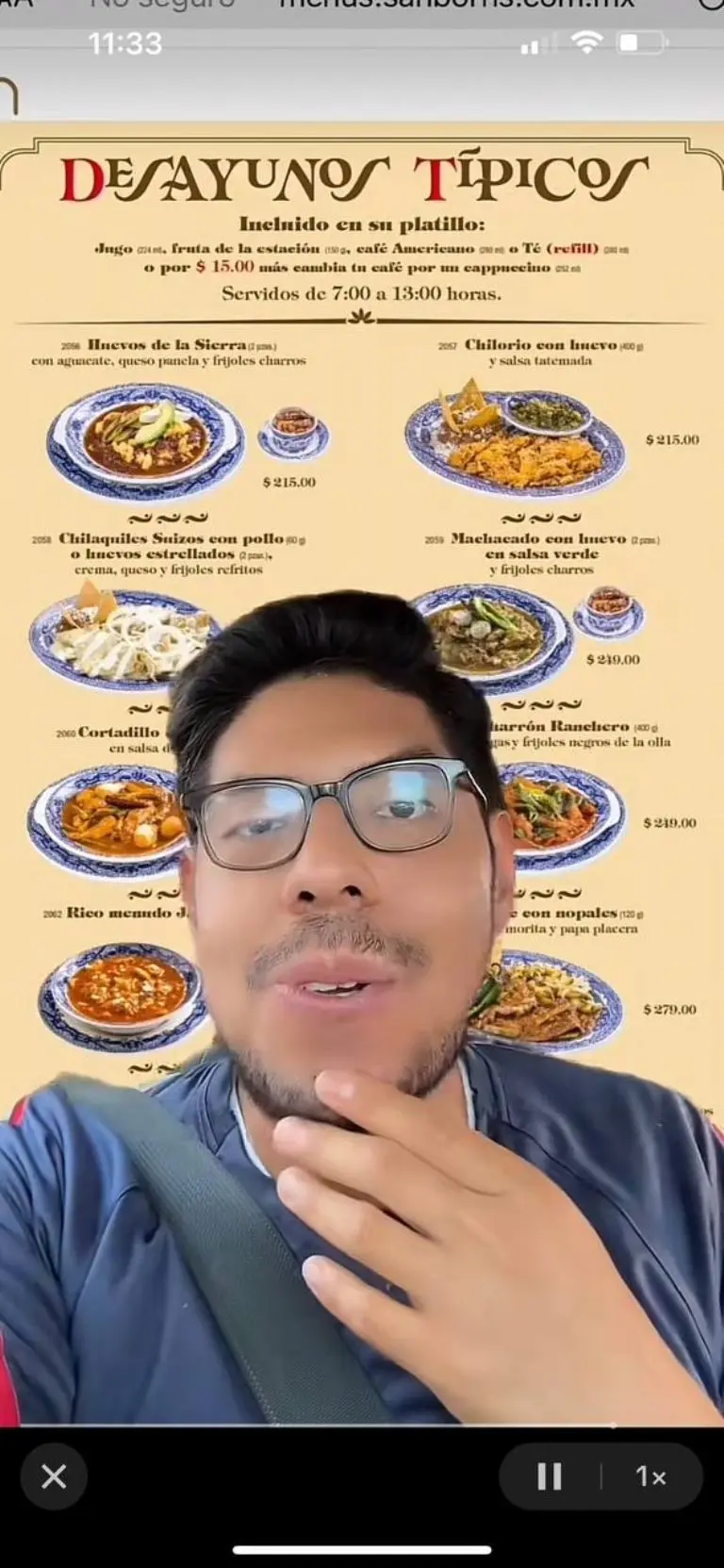Tiktoker arremete contra desayunos de Sanborns por sus precios - Especial
