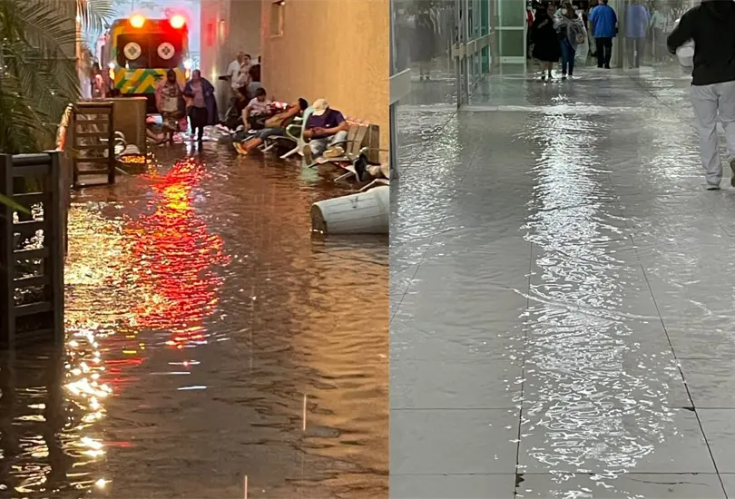 VIDEOS: Fuertes lluvias provocan inundaciones en hospitales y plazas comerciales en M&eacute;rida