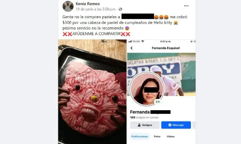 Clienta exhibe a repostera (Facebook)