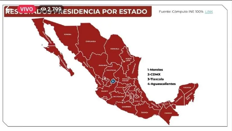 Los estaos donde ganó Claudia Sheinbaum la elección presidencial. Foto: especial.