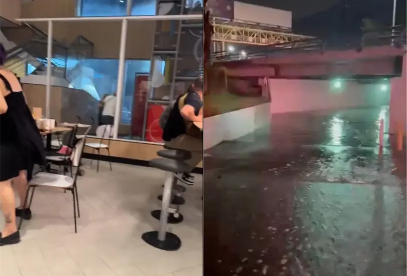 Casi cae vidrio sobre personas en un McDonalds en Monterrey Casi cae vidrio sobre personas en un McDonalds en Monterrey