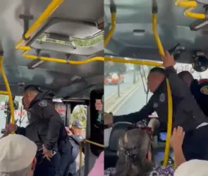 Captan a policías golpeando a conductor de microbús en Tlalpan