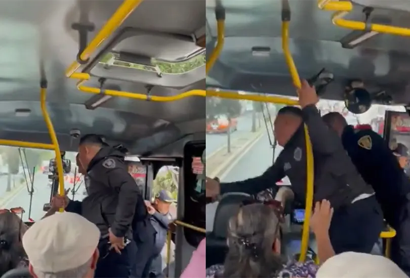 Captan a polic&iacute;as golpeando a conductor de microb&uacute;s en Tlalpan