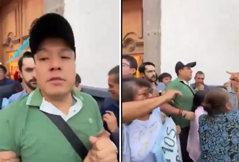 Captan pelea entre grupo provida y personas a favor de despenalizaci&oacute;n del aborto en Puebla