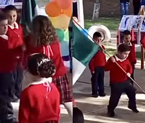 "No manches, un alacrán": Niño abanderado salva la ceremonia escolar y se vuelve viral | VIDEO