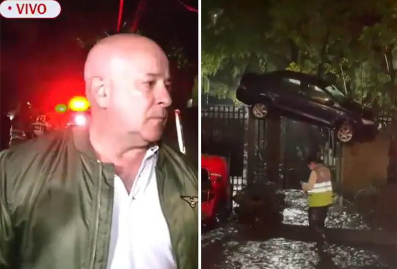 Dueño auto que quedó arriba de puerta narra lo que ocurrió. Dueño auto que quedó arriba de puerta narra lo que ocurrió.