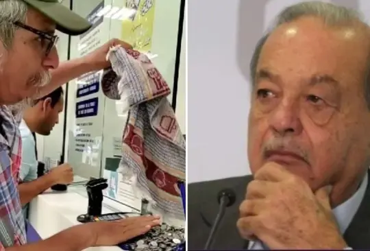 Hombre protesta contra Carlos Slim